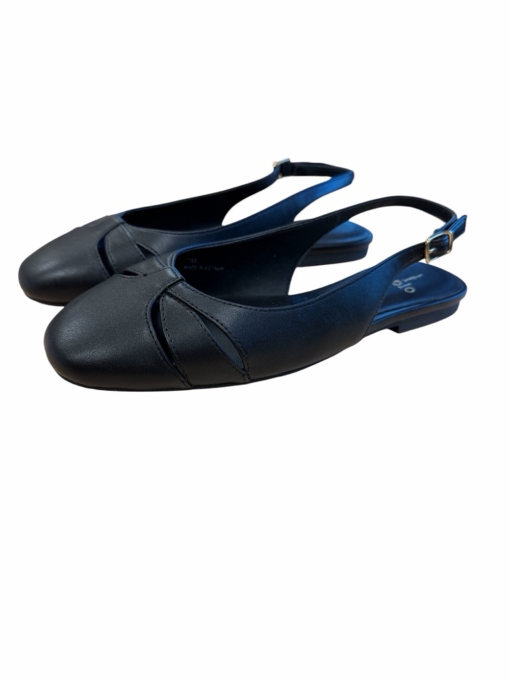 Paolo Black Leather Slingback Flats